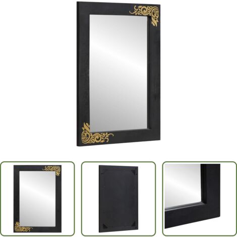 vidaXL Specchio nero e argento -  Specchio da bagno con specchio Nero e Argento 70 x 50 x 2,5 cm