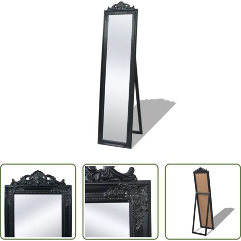 vidaXL Specchio Nero -  Specchio Autoportante Stile Barocco 160x40 cm Nero