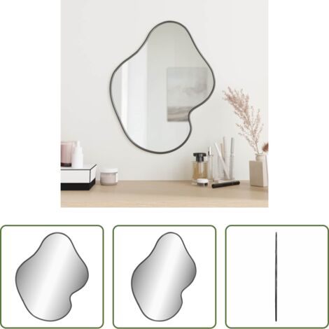 vidaXL Specchio per trucco -  Specchio da Parete Nero 50x40 cm
