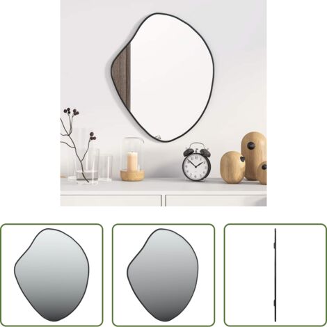 vidaXL Specchio per trucco -  Specchio da Parete Nero 50x40 cm