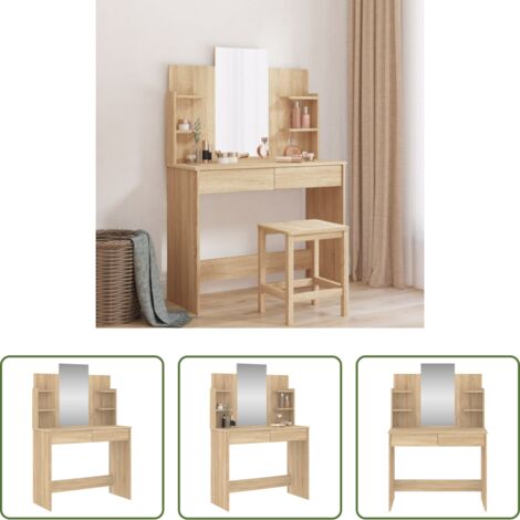 vidaXL Specchio per trucco -  Toeletta con Specchio Rovere Sonoma 96x39x142 cm