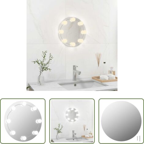 vidaXL Specchio rotondo -  Specchio da Parete Rotondo Senza Cornice con Luci LED in Vetro