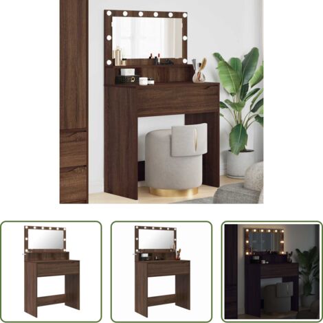 vidaXL Specchio - Tavoli da Trucco per Camera da Letto Rovere Marrone