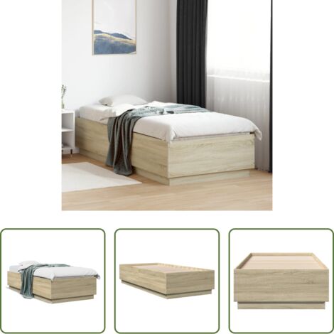 vidaXL Sperrholzlaternen -  Bettgestell Sonoma-Eiche 90x200 cm Holzwerkstoff