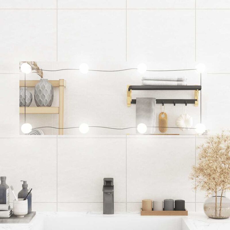 Vidaxl Wandspiegel Mit Led-leuchten 30x80 Cm Glas Rechteckig