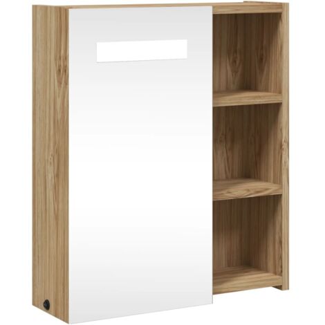 vidaXL Spiegelschrank mit LED-Beleuchtung Eichenoptik 45x13x52 cm