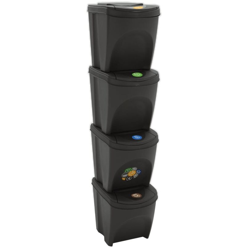 Stackable Garbage Bin Boxes 4 Pcs Grey 100 L Polypropylene Vidaxl