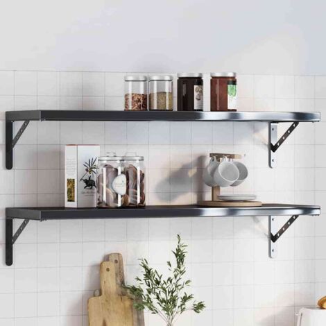 vidaXL Staffe per Mensola 4 pz 30x2,5x15,5 cm in Acciaio Inox Nero