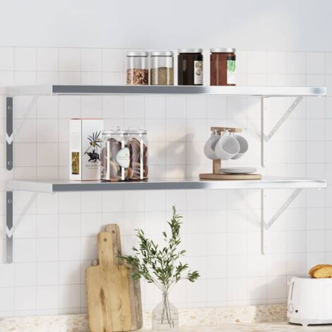 vidaXL Staffe per Mensola 4 pz 40x2,5x25 cm in Acciaio Inox Argento