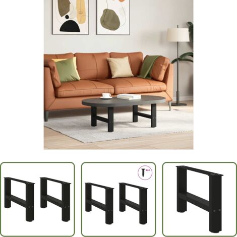 vidaXL Stahlbein -  Couchtischbeine Schwarz 2 Stk. 50x(30-31) cm Stahl