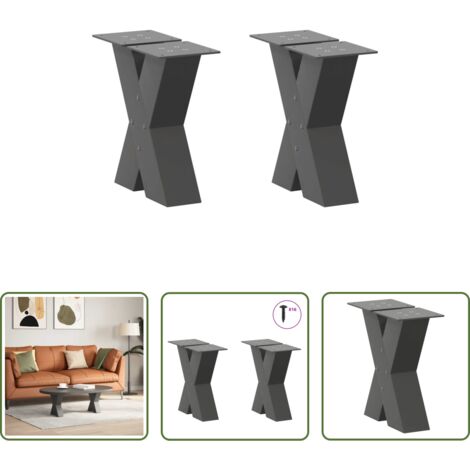 vidaXL Stahlbeine -  Couchtischbeine X-Form 2 Stk. Anthrazit 40x(30-31) cm Stahl