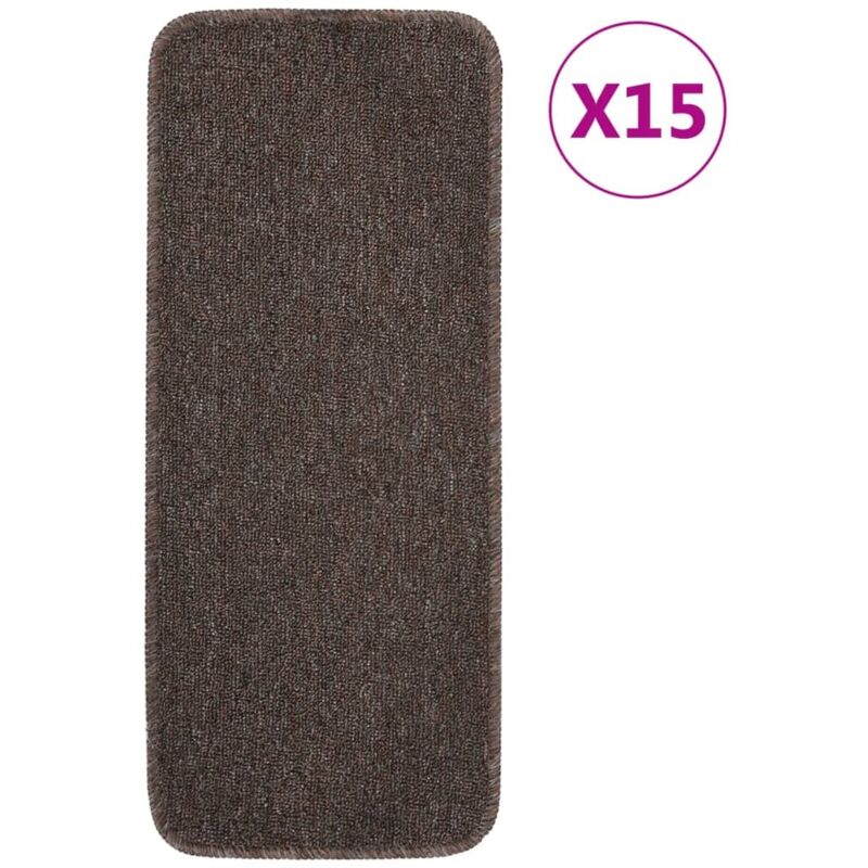 Anti Slip Stair Mats 15 Pcs 60x25 Cm Brown Rectangular Vidaxl