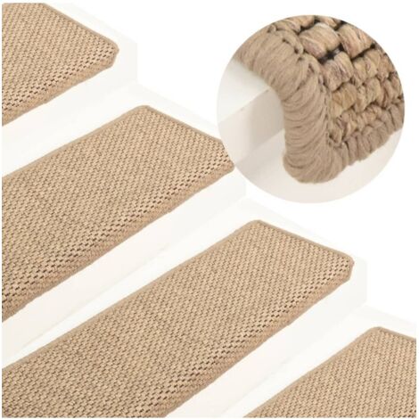 vidaXL Stair Mats Self-adhesive Sisal-Look 15 pcs 65x21x4 cm Sand
