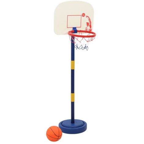 vidaXL Stand da Basket con Palla e Pompa Regolabile Altezza 90/121 cm