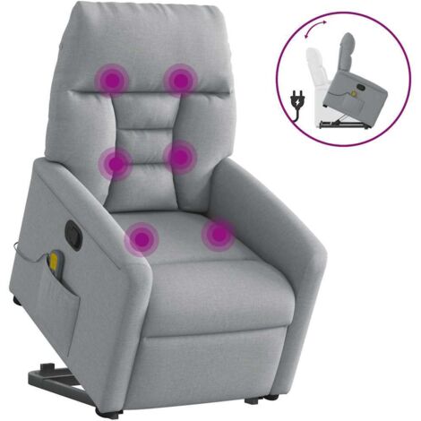 vidaXL Stand up Massage Recliner Chair Light Grey Fabric
