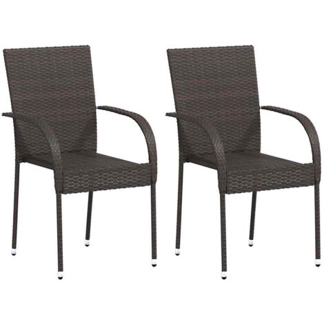 vidaXL Stapelbare Gartenstühle 2 Stk. Poly Rattan Braun