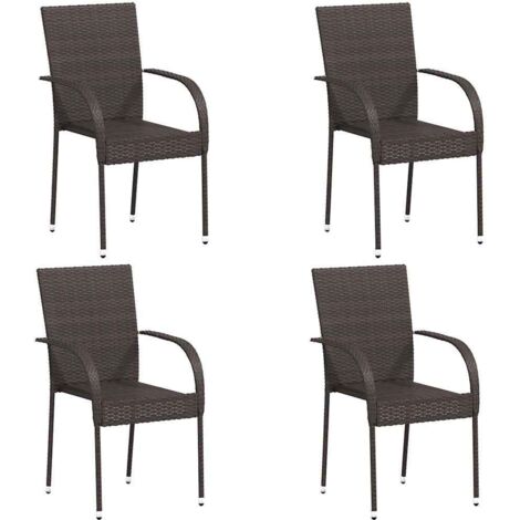vidaXL Stapelbare Gartenstühle 4 Stk. Poly Rattan Braun
