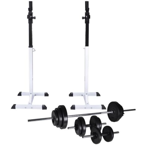 vidaXL Stazione per Squat con Bilanciere e Set di Manubri da 30,5 kg