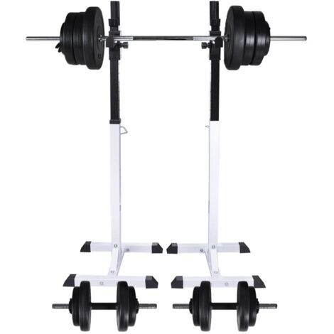 vidaXL Stazione per Squat con Bilanciere e Set di Manubri da 60,5 kg
