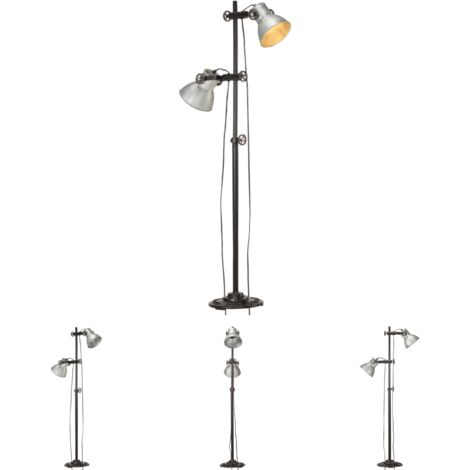 vidaXL Stehlampe mit 2 Schirmen Silber E27 Gusseisen