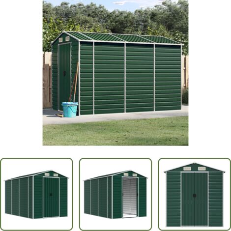 vidaXL Stoccaggio all'aperto -  Casetta da giardino verde 191x300x198 cm in acciaio zincato