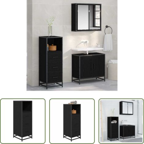 vidaXL Stoccaggio bagno -  Set di mobili per il bagno Rovere Nero 35 x 37,5 x 100 cm