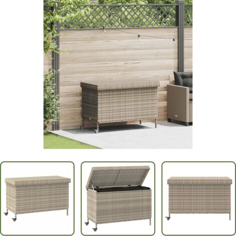 vidaXL Stoccaggio esterno -  Contenitore da Giardino con Ruote Grigio Chiaro Polyrattan