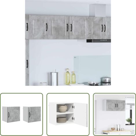 vidaXL Stoccaggio in cucina -  Mobile da cucina con porta 2 pcs Grigio cemento 40 x 31 x 40 cm