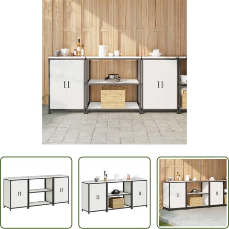 vidaXL Stoccaggio in cucina -  Set di Stoccaggio per Cucina con lo scaffale 3 pcs Bianco