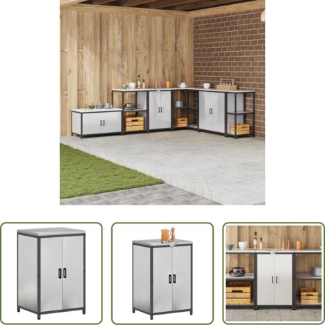 vidaXL Stoccaggio in cucina -  Stoccaggio in cucina con porta Argento 60 x 50 x 92 cm Acciaio