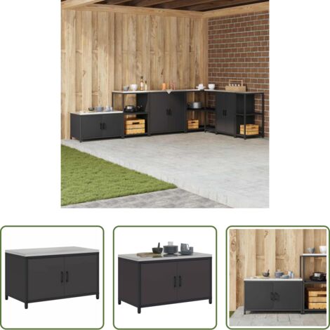vidaXL Stoccaggio in cucina -  Stoccaggio in cucina con porta Nero 60 x 50 x 92 cm Acciaio