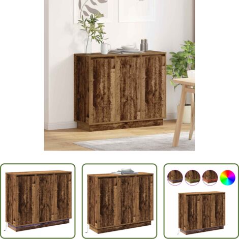 vidaXL Stoccaggio in legno -  Madia LED Legno vecchio 90 x 32 x 75 cm Legno multistrato