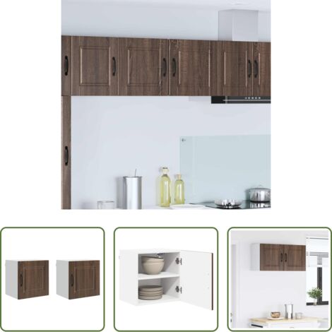 vidaXL Stoccaggio in legno -  Mobile da cucina con porta 2 pcs Rovere Marrone 40 x 31 x 40 cm