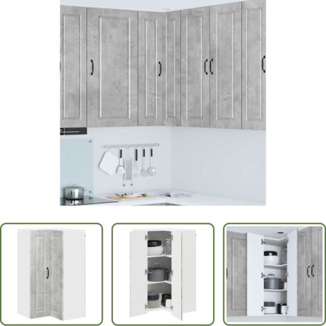 vidaXL Stoccaggio in legno -  Mobile da cucina con porta Grigio cemento 57 x 57 x 100 cm
