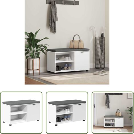 vidaXL Stoccaggio ingresso -  Panca per ingresso con cuscino con porta Bianco 80 x 38 x 46 cm