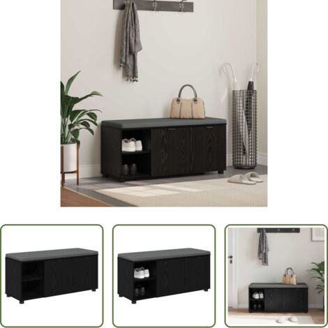 vidaXL Stoccaggio ingresso -  Panca per ingresso con cuscino Rovere Nero 100 x 38 x 46 cm