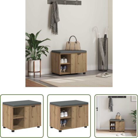 vidaXL Stoccaggio ingresso -  Panca per ingresso con porta Rovere Artigianale 60 x 38 x 46 cm