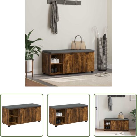 vidaXL Stoccaggio ingresso -  Panca per ingresso Quercia Affumicata 100 x 38 x 46 cm