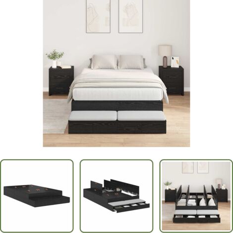 vidaXL Stoccaggio intelligente -  Struttura letto con contenitore con cassetto Rovere Nero 120 cm