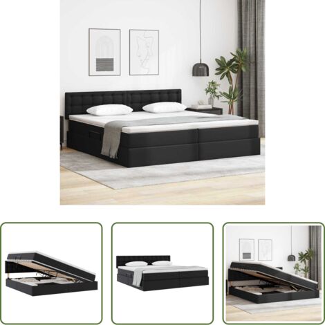 vidaXL Stoccaggio -  Letto con contenitore e materasso Nero 200 x 200 cm