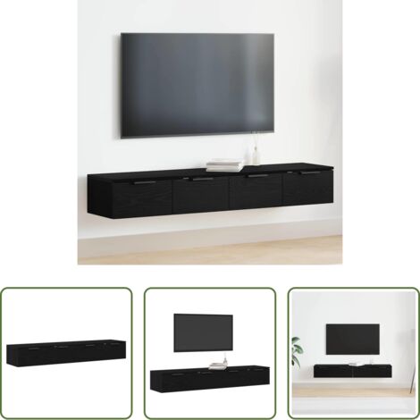 vidaXL Stoccaggio -  Mobile a muro con cassetto 2 pcs Rovere Nero 68 x 30 x 20 cm