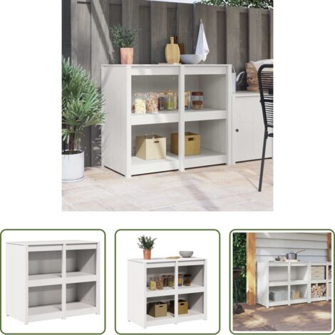 vidaXL Stoccaggio -  Mobile da cucina Bianco caldo 106 x 55 x 92 cm Pino massello