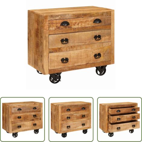 vidaXL Stoccaggio -  Mobile laterale Marrone 70 x 38 x 63 cm legno massello di mango