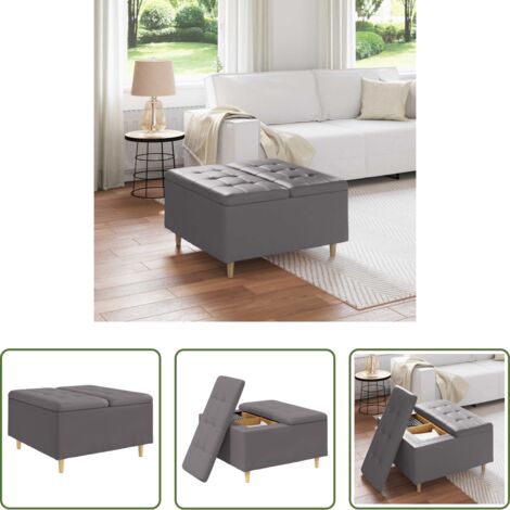 vidaXL Stoccaggio nascosto -  Pouf contenitore Grigio 80 x 80 x 45 cm Pelle sintetica