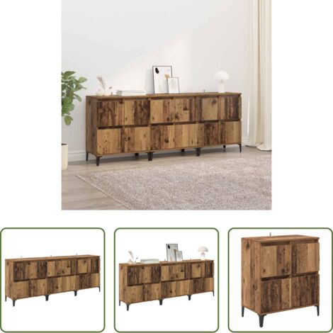 vidaXL Stoccaggio salvaspazio -  Sideboards 3 pcs Legno vecchio 60 x 35 x 70 cm