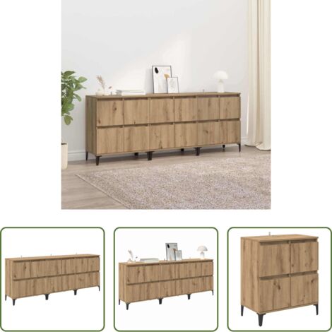 vidaXL Stoccaggio salvaspazio -  Sideboards 3 pcs Rovere artigianale 60 x 35 x 70 cm