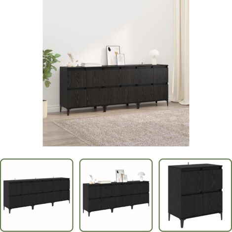 vidaXL Stoccaggio salvaspazio -  Sideboards 3 pcs Rovere Nero 60 x 35 x 70 cm Legno multistrato