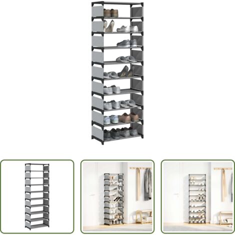 vidaXL Stoccaggio scarpe -  Scarpiera 10 Ripiani Grigia 54x28x158 cm in Tessuto Non Tessuto