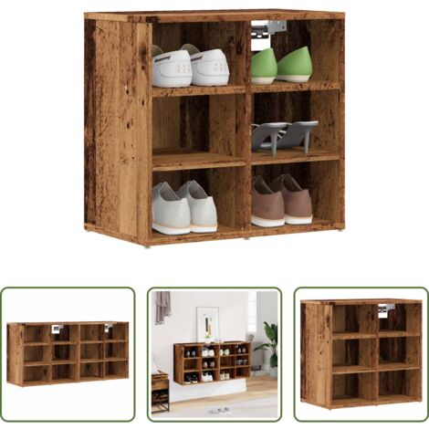 vidaXL Stoccaggio scarpe -  Scarpiere 2 pz Legno Antico 52x30x50 cm