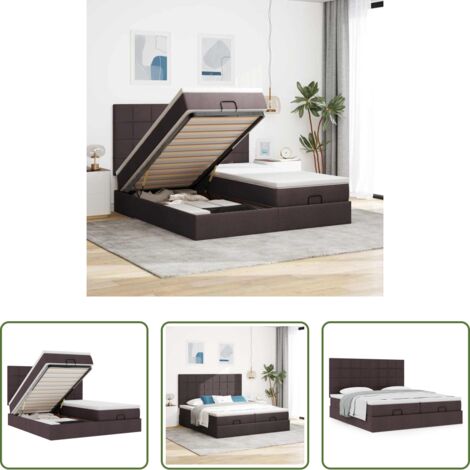 vidaXL Stoccaggio sotto il letto -  Struttura Letto Pouf con Materassi 180x200 cm in Tessuto
